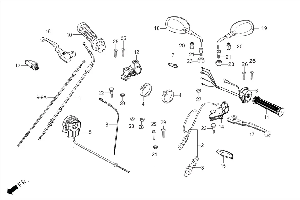 F-3-SELF HANDLE LEVER/SWITCH/CONTROL CABLE assembly diagram for Hero Splendor+ iBS BSVI(Dec,2021)