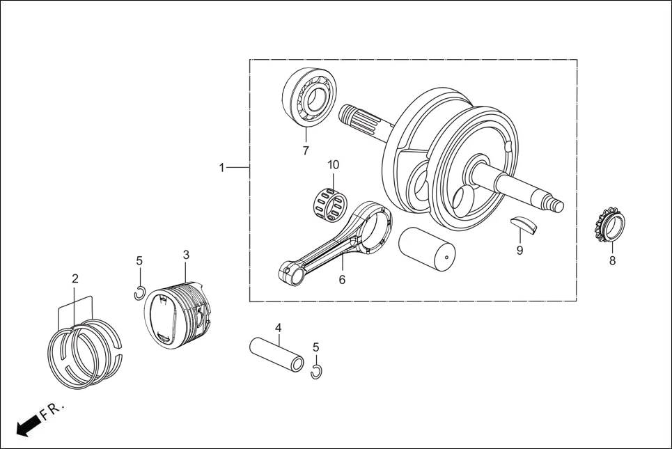 E-9 CRANKSHAFT/PISTON
