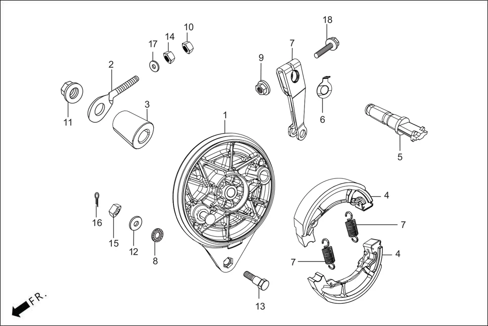 F-10 REAR BRAKE PANEL assembly diagram for Hero SPL+ (FI KIT-NCS)(Oct., 2025)