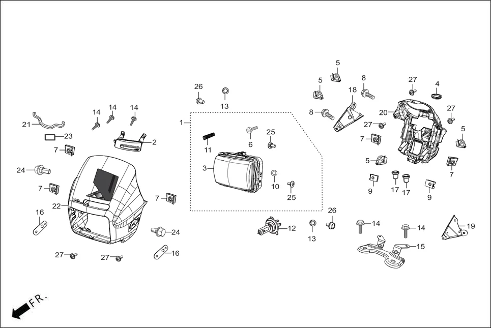 F-1 HEADLIGHT/FR. VISOR diagram showing 61312-149-300