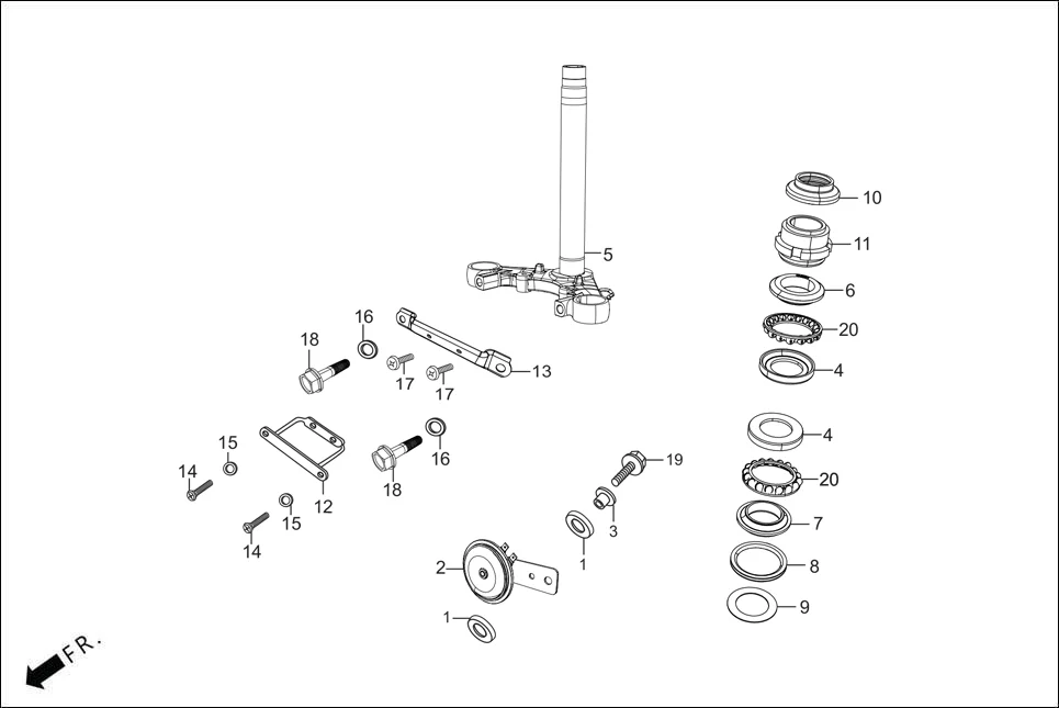 F-5 STEERING STEM/HORN diagram showing 94101-05000