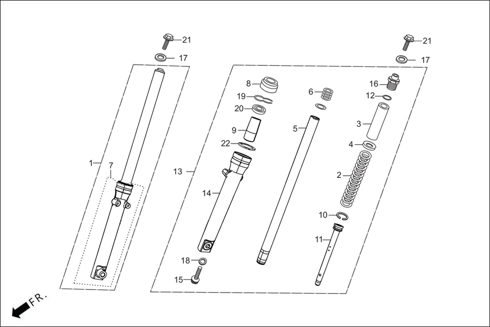 F-7 FRONT FORK assembly diagram for Hero SPL+ (FI KIT-NCS)(Oct., 2025)