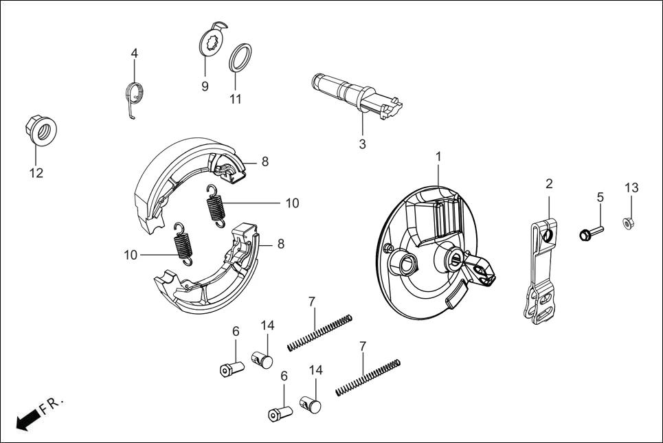 F-8 FRONT BRAKE PANEL diagram showing 45141-KTC-900