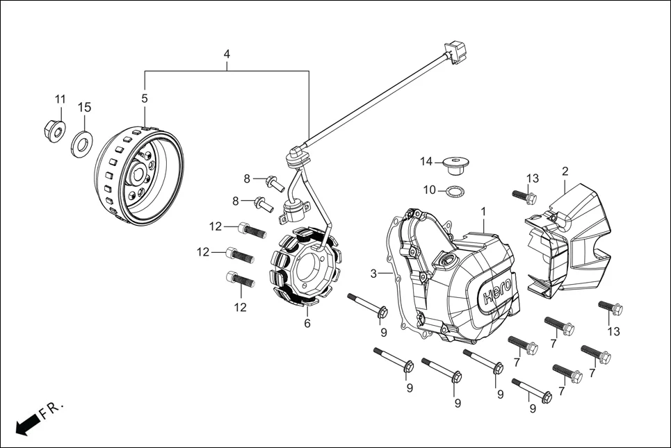 E-7A LEFT CRANKCASE COVER/A.C. GEN. ASSY. (SELF START)