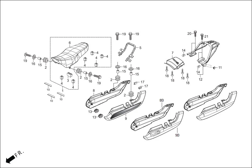F-12A-SELF SET ASSY./RR. COWL/REAR CARRIER assembly diagram for Hero Splendor Plus(Jan, 2023)