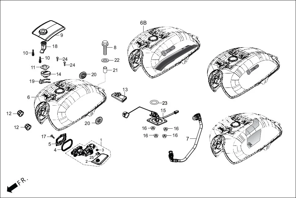 F-13-I-SELF FUEL TANK assembly diagram for Hero Splendor Plus(Jan, 2023)