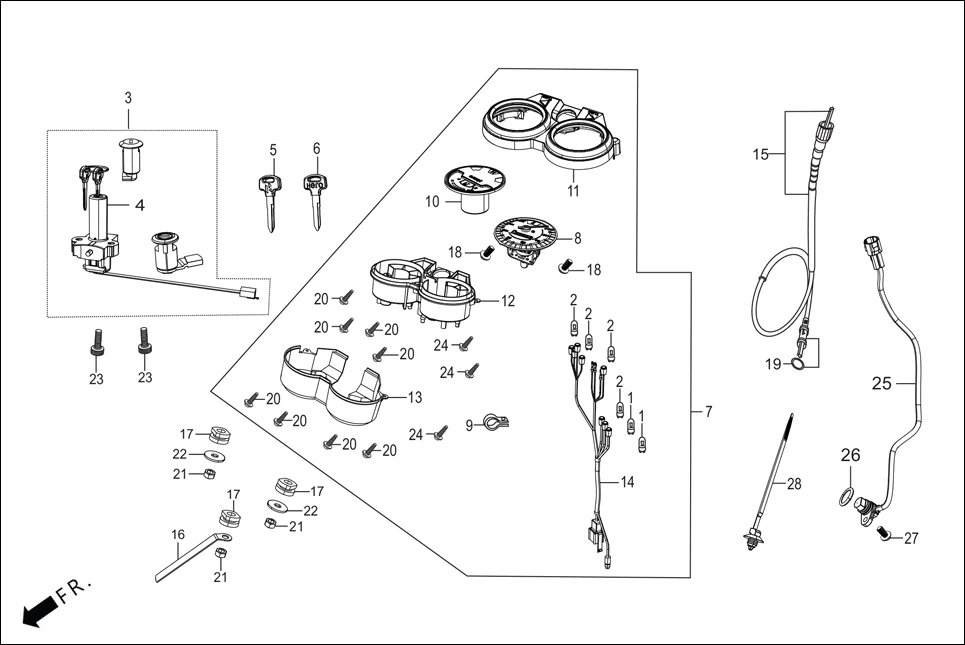 F-2-SELF SPEEDOMETER/CABLE/KEY SET(SELF/SELF-i3S) assembly diagram for Hero Splendor Plus(Jan, 2023)