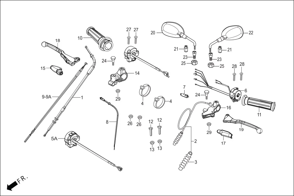 F-3 HANDLE LEVER/SWITCH/CONTROL CABLE assembly diagram for Hero Splendor Plus(Jan, 2023)