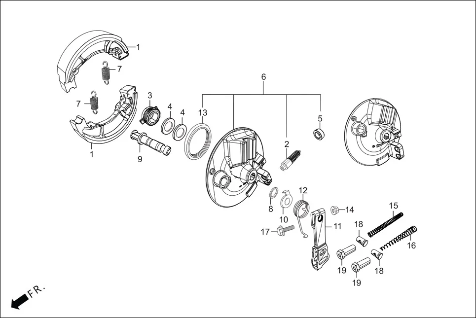 F-8 FRONT BRAKE PANEL assembly diagram for Hero Splendor Plus(Jan, 2023)