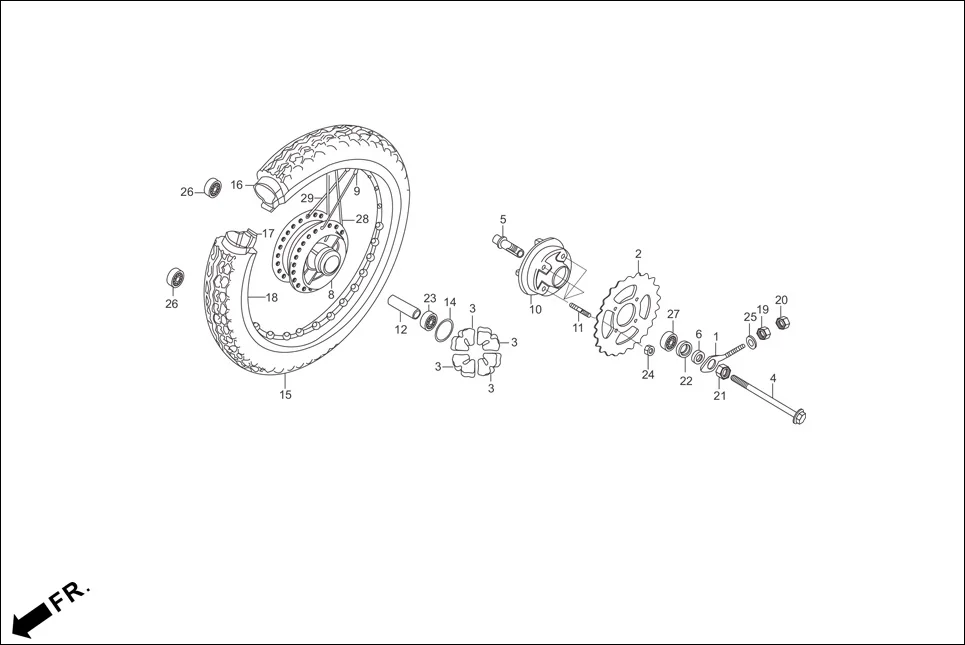 F-11-SPOKE REAR WHEEL diagram showing 42601-KST-940