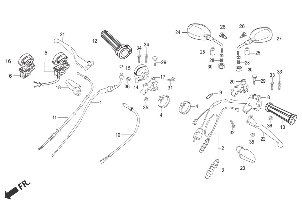 F-3-SELF HANDLE LEVER/SWITCH/CONTROL CABLE assembly diagram for Hero Splendor Pro (Oct, 2015)