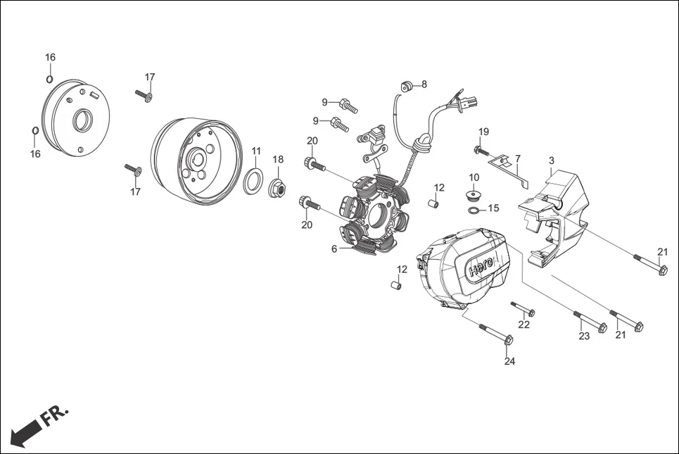 E-7-SELF LEFT CRANKCASE COVER/A.C. GEN. ASSY.