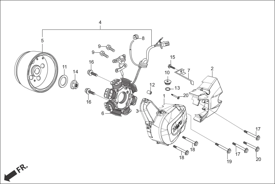 E-7A-SELF LEFT CRANKCASE COVER/A.C. GEN. ASSY.(SELF START)