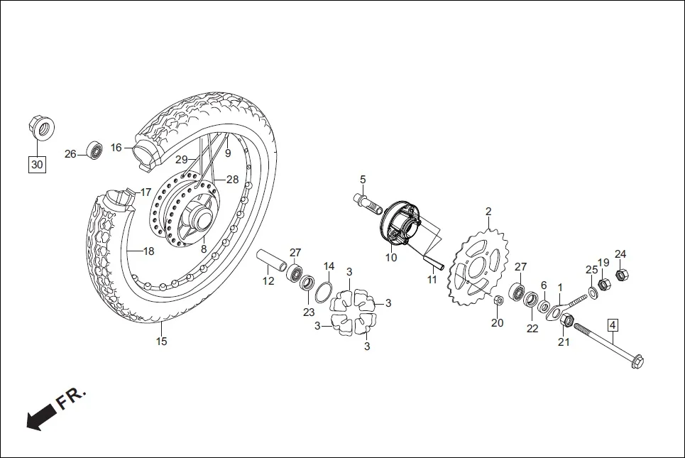 F-11-SPOKE REAR WHEEL diagram showing 42601-KST-940