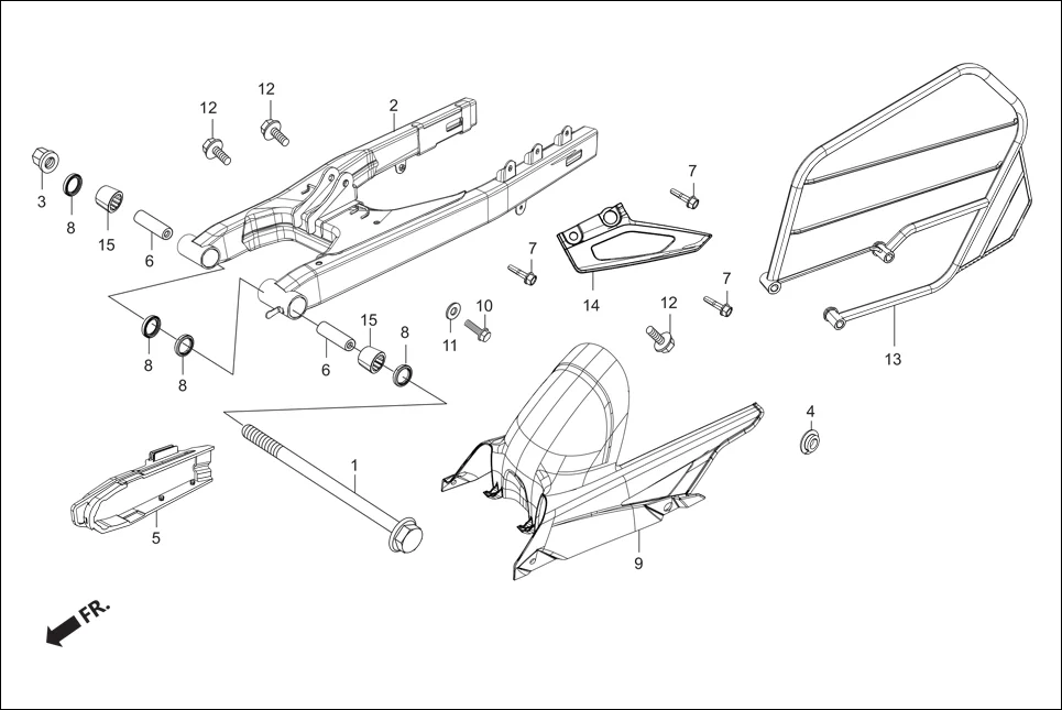 F-18A SWINGARM / GUARD SAREE / CHAIN CASE diagram showing 90111-187-000