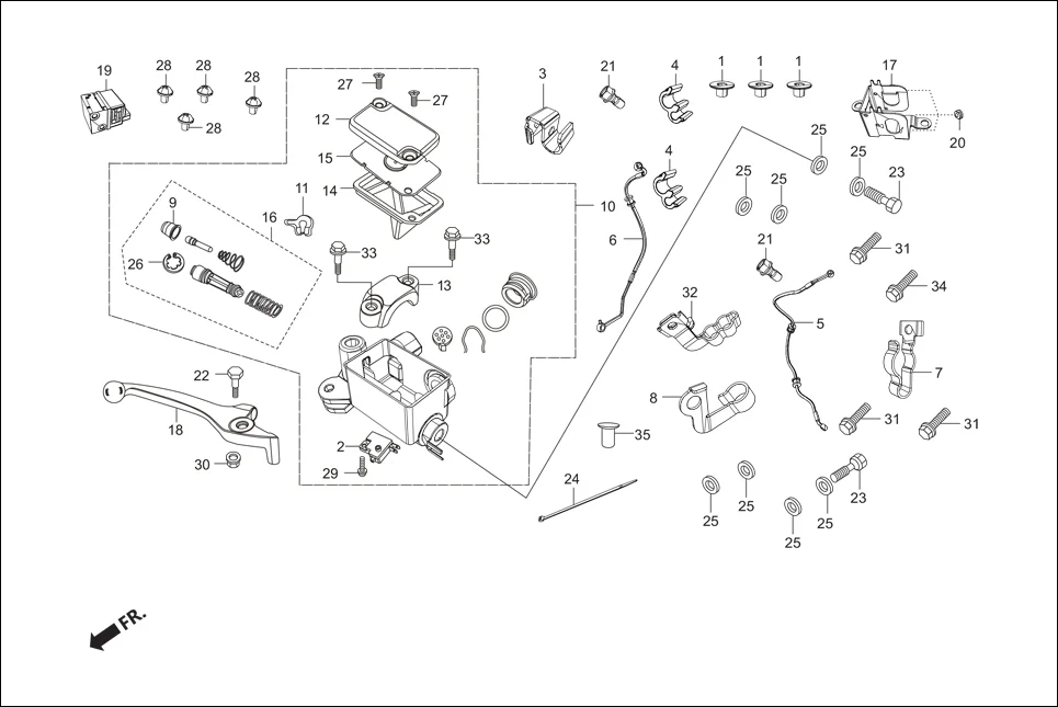 F-4A FRONT BRAKE (MASTER CYLINDER) diagram showing 90545-300-000