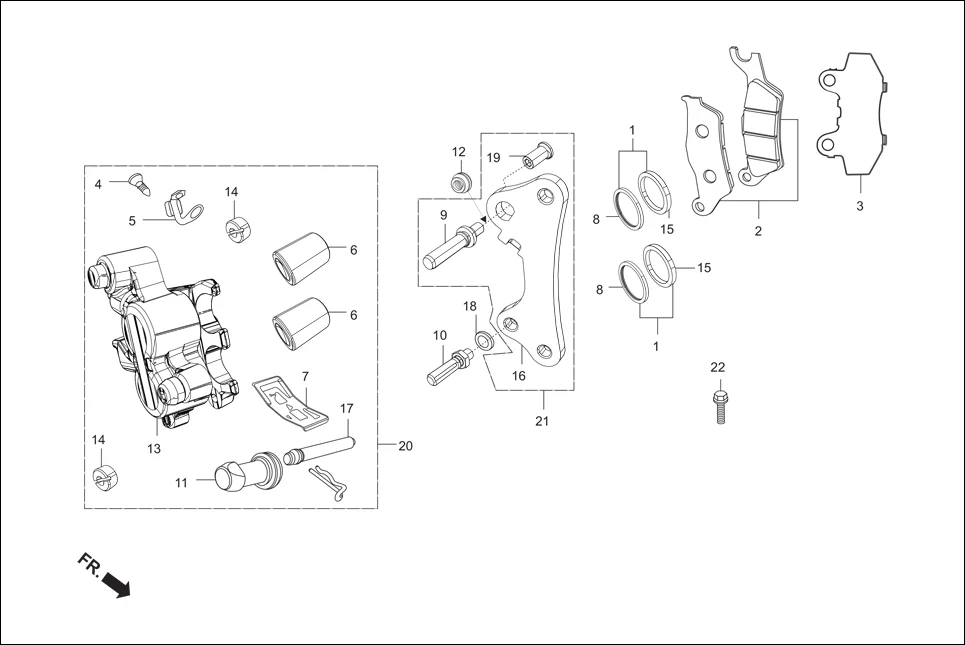 F-4B FRONT BRAKE (CALIPER ASSY ‘R’ FR.) diagram showing 95701-06018-00