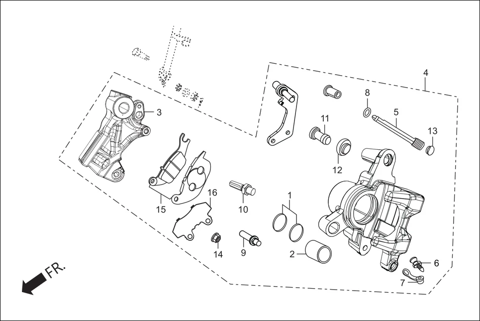 F-8A REAR BRAKE (CALIPER ASSY. REAR) diagram showing 43353-461-771L