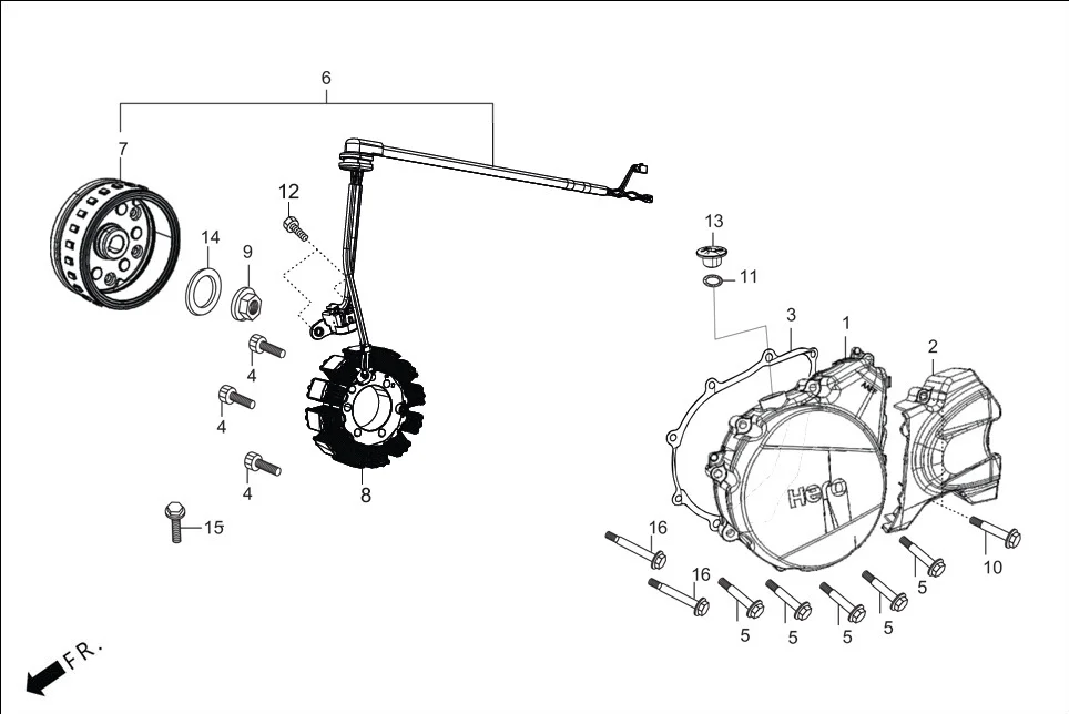 E-7A LEFT CRANKCASE COVER/A.C. GEN. ASSY.
