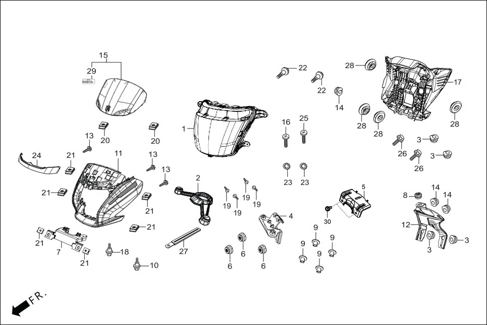 F-1-DISC HEAD LIGHT/FR. COWL (VISOR) diagram showing 94101-05000