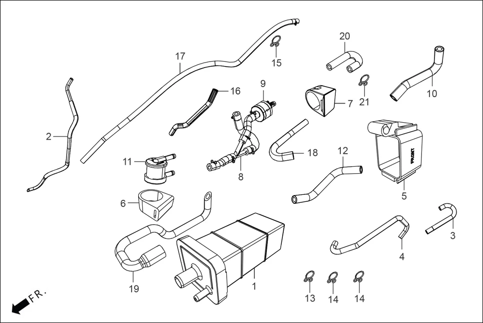 F-13A CANISTER ASSY assembly diagram for Hero SUPER SPLENDOR TECHNO OBDII(Feb.,2025)