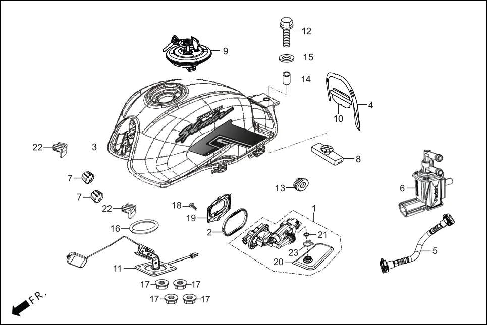 F-13 FUEL TANK diagram showing 94050-06000