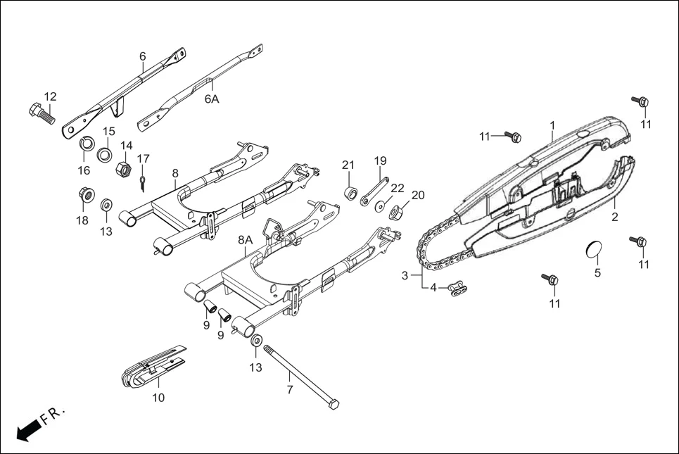 F-19 REAR FORK/CHAIN CASE diagram showing 90306-KTE-911