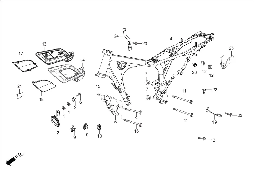 F-25 FRAME BODY diagram showing 95801-08095-00