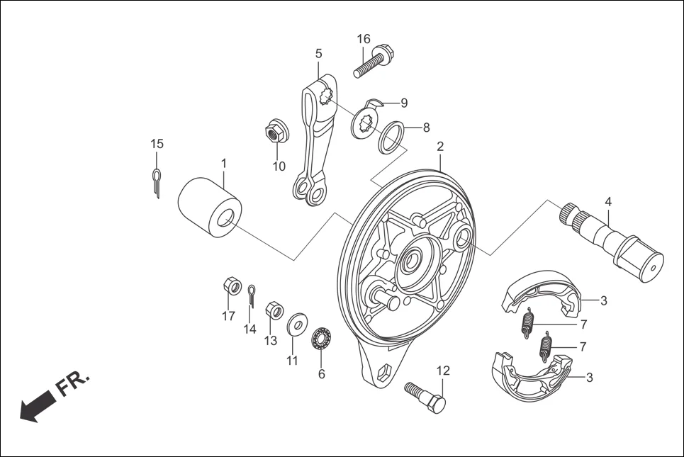 F-10-SPOKE REAR BRAKE PANEL assembly diagram for Hero Super Splendor (Jan, 2014)