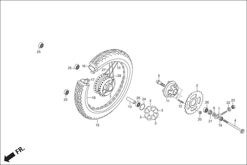 F-11-SPOKE REAR WHEEL assembly diagram for Hero Super Splendor (Jan, 2014)