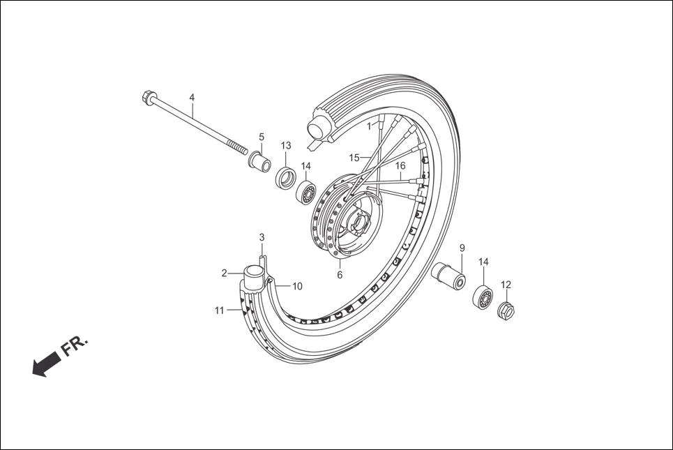 F-9-SPOKE FRONT WHEEL (DRUM) assembly diagram for Hero Super Splendor (Jan, 2014)