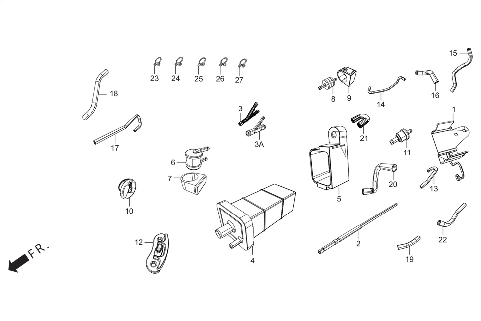 F-11A FUEL TANK (CANISTER ASSY.) assembly diagram for Hero Super Splendor (Nov, 2017)