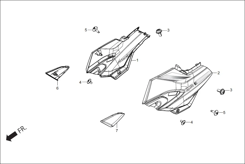 F-12 SIDE COVER assembly diagram for Hero Super Splendor (Nov, 2017)
