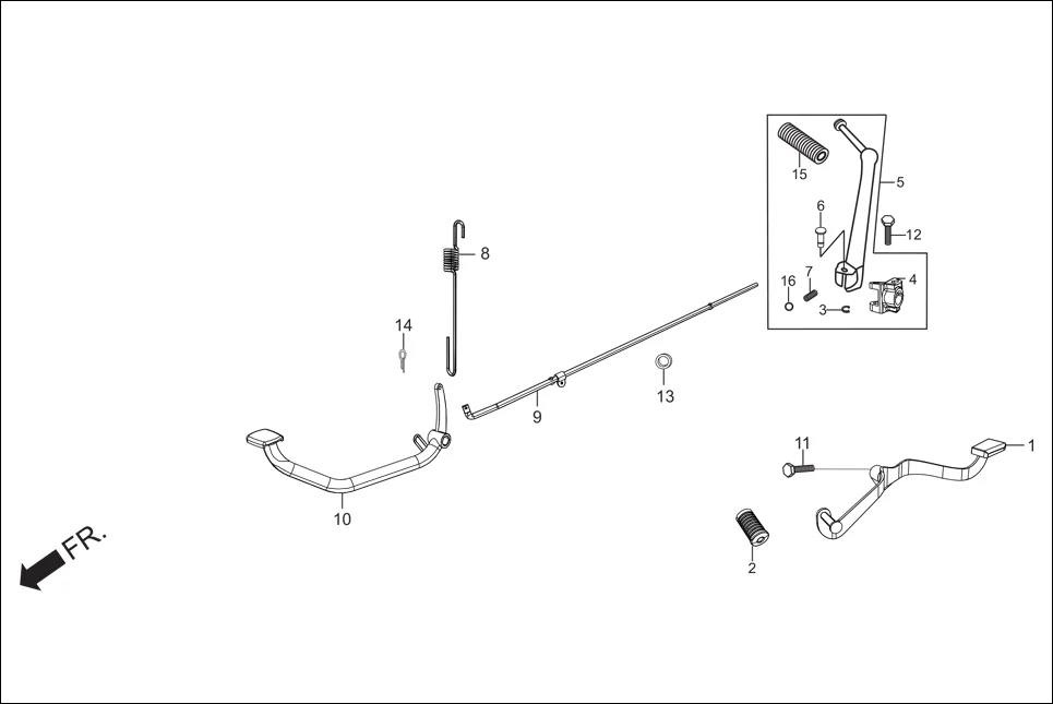 F-15A PEDAL GEAR CHANGE/KICK STARTER/PEDAL BRAKE assembly diagram for Hero Super Splendor (Nov, 2017)