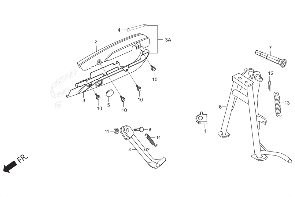 F-16A CHAIN CASE /STAND assembly diagram for Hero Super Splendor (Nov, 2017)