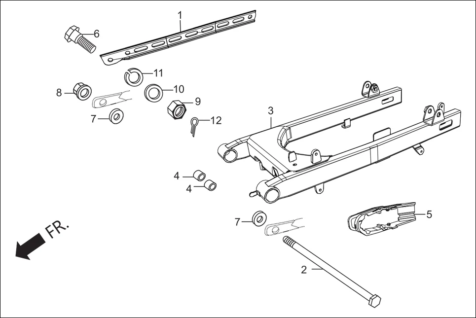 F-17A SWINGARM/CHAIN CASE assembly diagram for Hero Super Splendor (Nov, 2017)