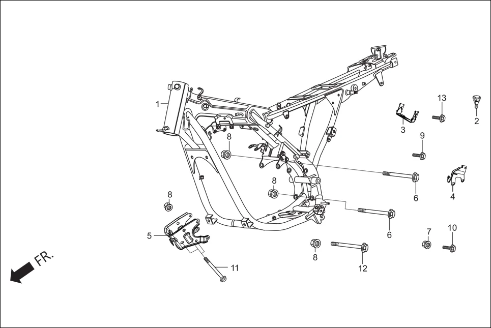 F-23 FRAME BODY assembly diagram for Hero Super Splendor (Nov, 2017)