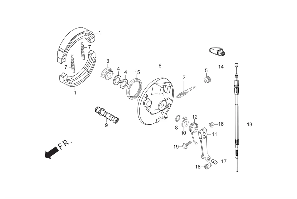 F-4 FRONT BRAKE (FRONT BRAKE-DRUM) assembly diagram for Hero Super Splendor (Nov, 2017)
