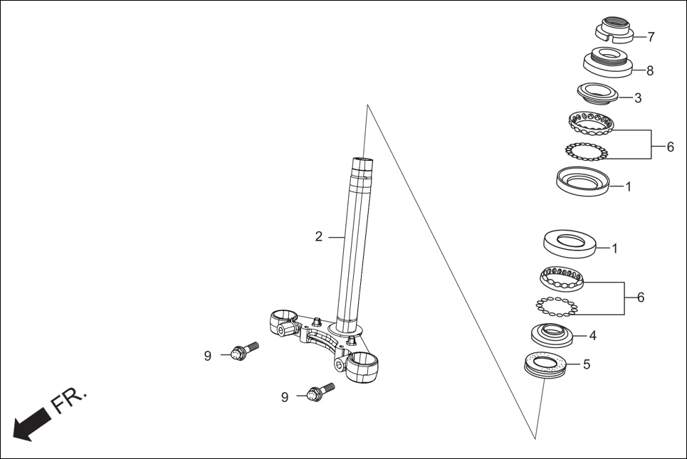 F-6B STEERING STEM assembly diagram for Hero Super Splendor (Nov, 2017)