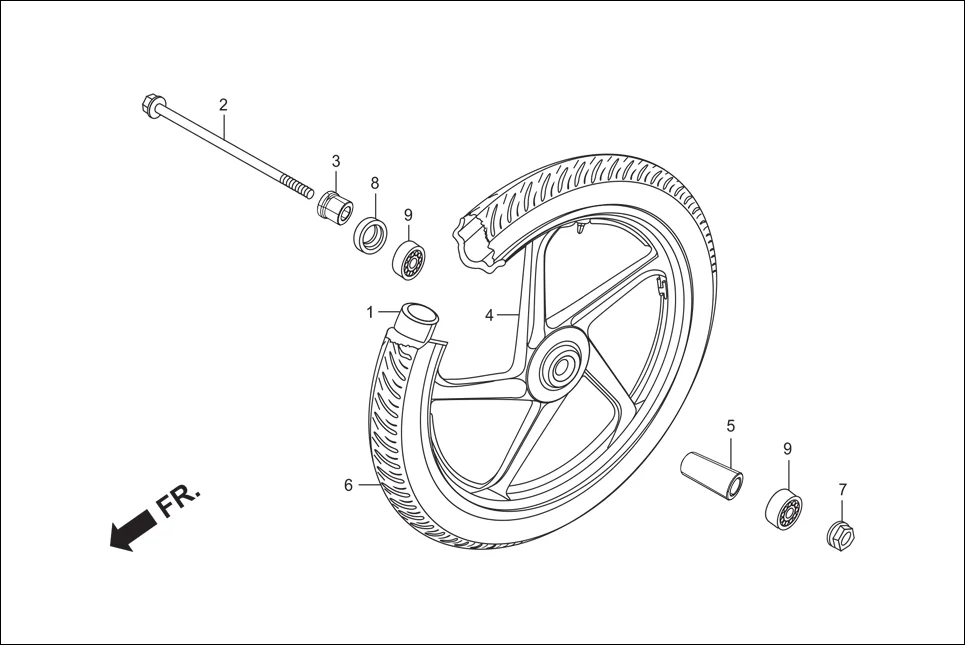 F-7 FRONT WHEEL assembly diagram for Hero Super Splendor (Nov, 2017)