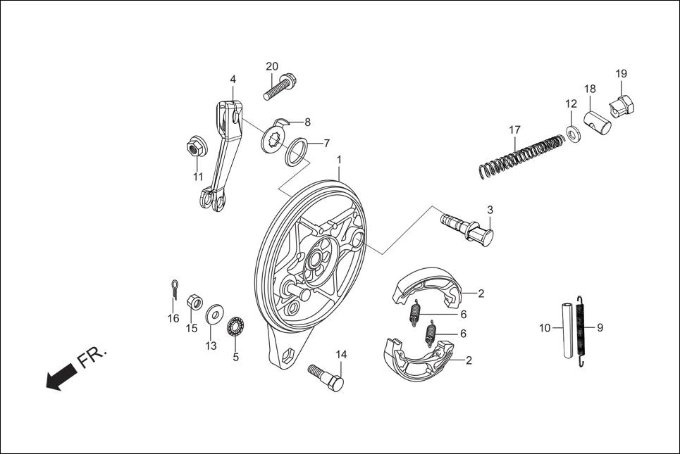 F-8 REAR BRAKE PANEL assembly diagram for Hero Super Splendor (Nov, 2017)