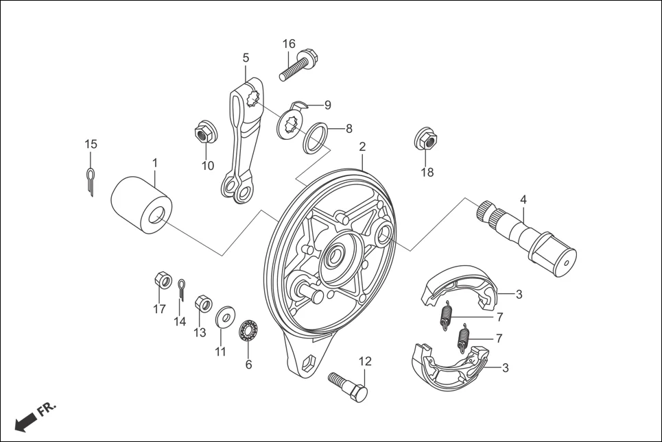 F-10-SPOKE REAR BRAKE PANEL diagram showing 45134-250-000