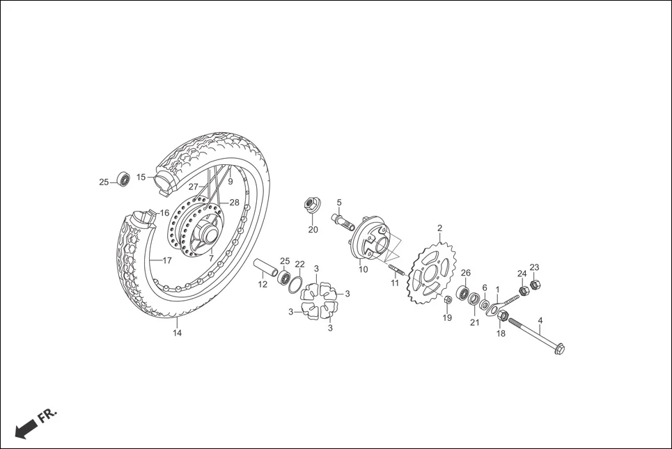 F-11-SPOKE REAR WHEEL diagram showing 90309-357-000