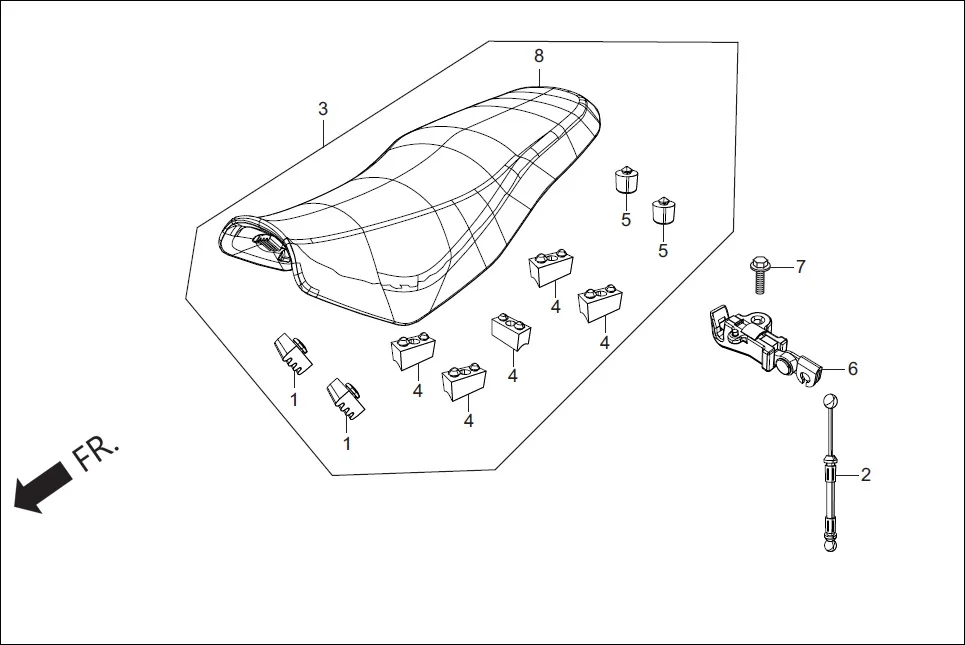 F-10 SEAT ASSY. assembly diagram for Hero Super Splendor iBS (Feb, 2019)