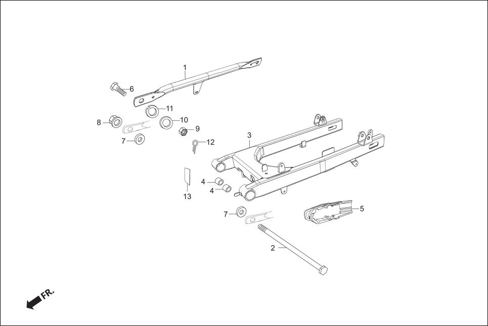 F-17A SWINGARM/CHAIN CASE assembly diagram for Hero Super Splendor iBS (Feb, 2019)