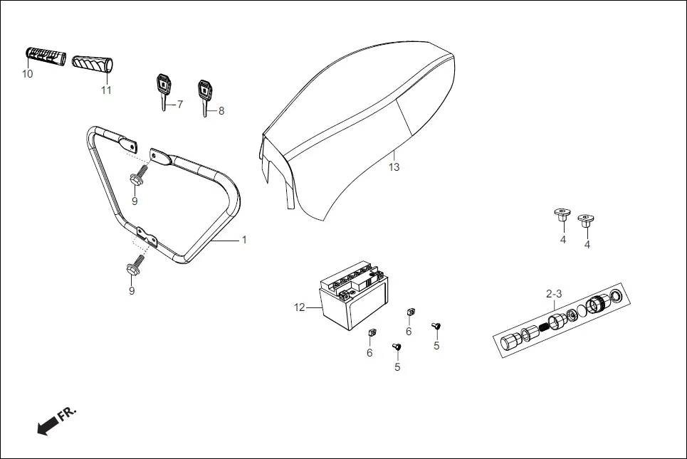 F-26 GUARD ENGINE/NUMBER PLATE FR./RR./GRIP COVER(OPTIONAL) diagram showing NOT SERVICEABLE