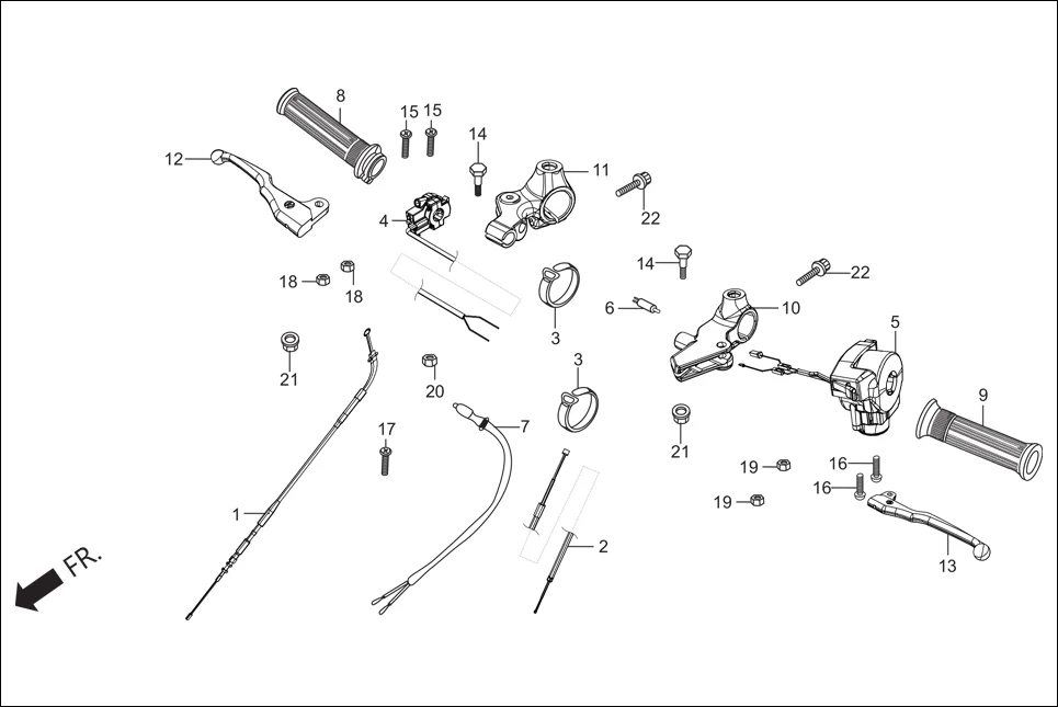 F-3B HNDL.&amp; HNDL.COVER assembly diagram for Hero Super Splendor iBS (Feb, 2019)