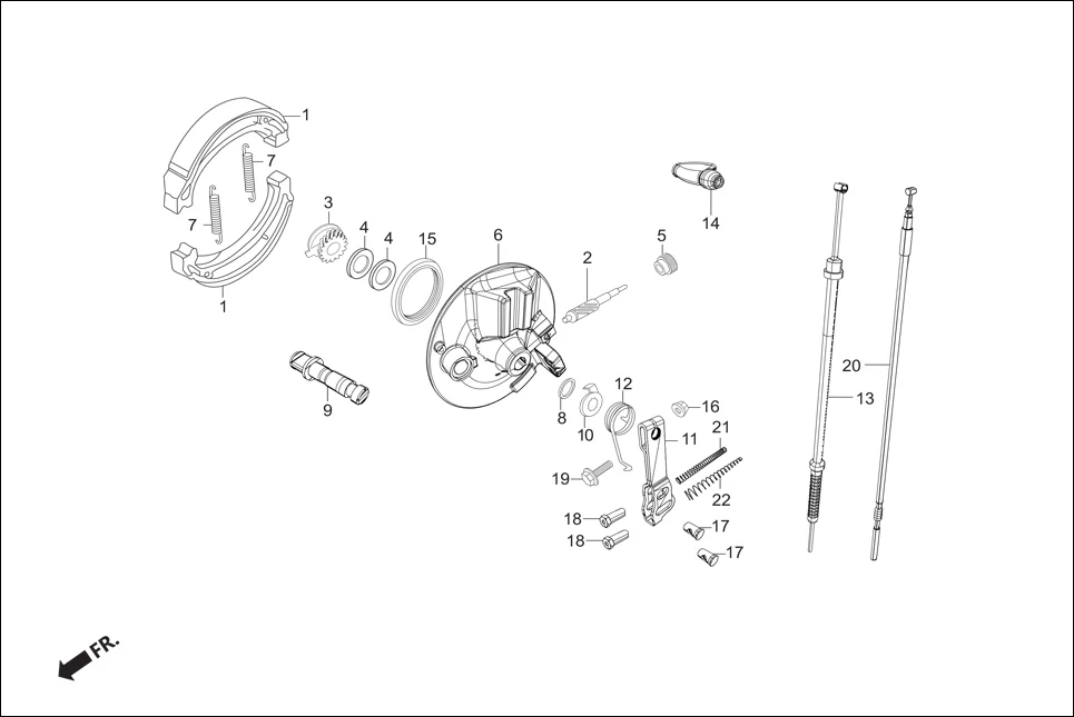F-4 FRONT BRAKE (FRONT BRAKE-DRUM) assembly diagram for Hero Super Splendor iBS (Feb, 2019)