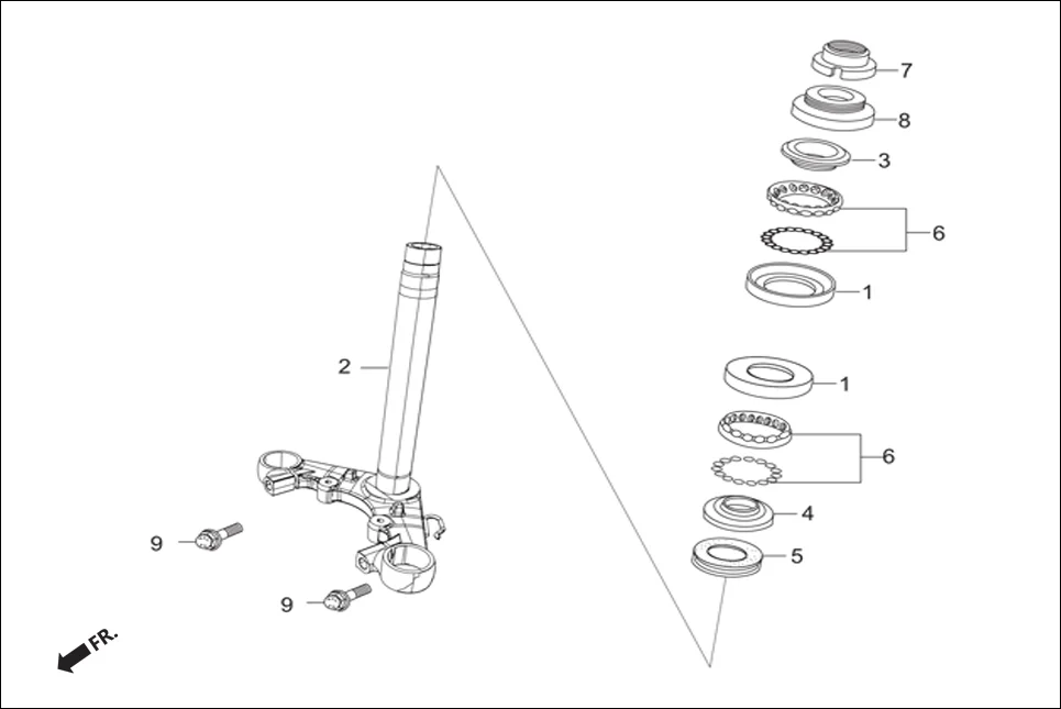 F-6B STEERING STEM assembly diagram for Hero Super Splendor iBS (Feb, 2019)