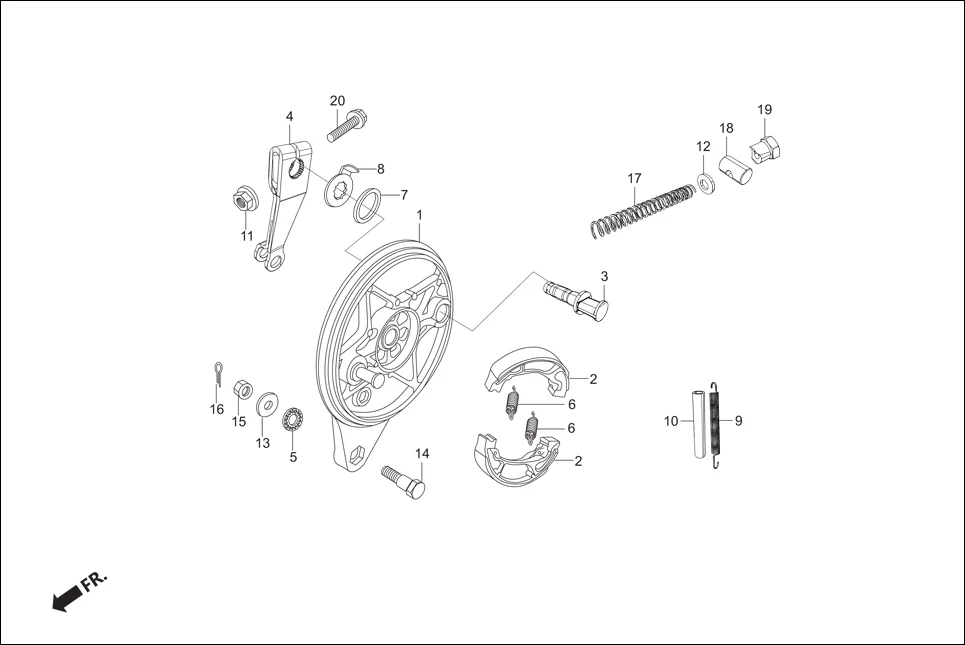 F-8 REAR BRAKE PANEL assembly diagram for Hero Super Splendor iBS (Feb, 2019)